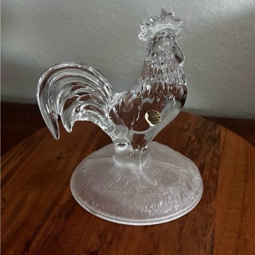 Vintage Cristal d’Arques Rooster Lead Crystal Glass  Figurine Made in France
